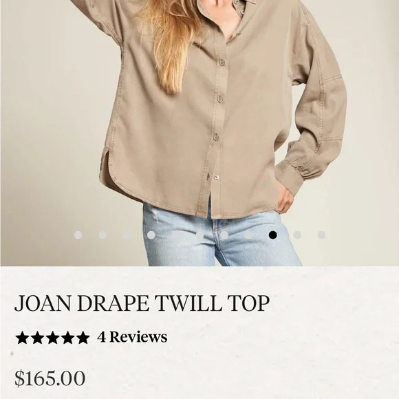 Rowan Joan Twill Top, Stone, size medium, NWOT - Picture 8 of 11